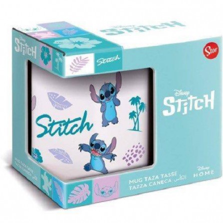 Lilo y Stitch taza ceramica hojas 325ml