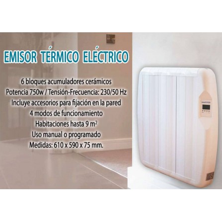 Emisor térmico digital 6 elementos 750W - Reacondicionado