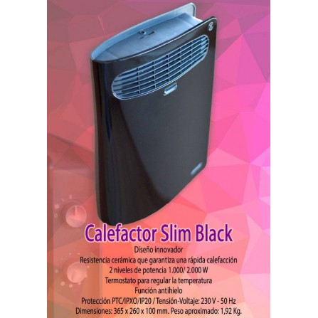 Termoventilador Negro Ultra Slim Convair TL152 - Reacondicionado