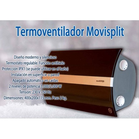 Termoventilador F-120 Movisplit negro 2000W - Reacondicionado