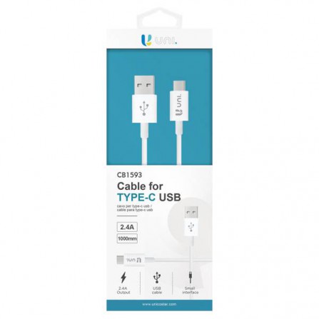 Cable de carga y datos USB Tipo A a Tipo C 2,4A 1m Blanco