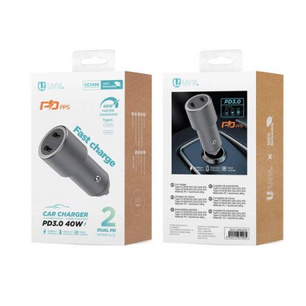 Cargador de Coche Dual Tipo C 40W