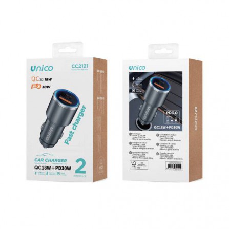 Cargador de Coche Dual USB Tipo A y C 18W-30W