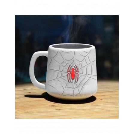 Taza 3d telaraña y logo spiderman